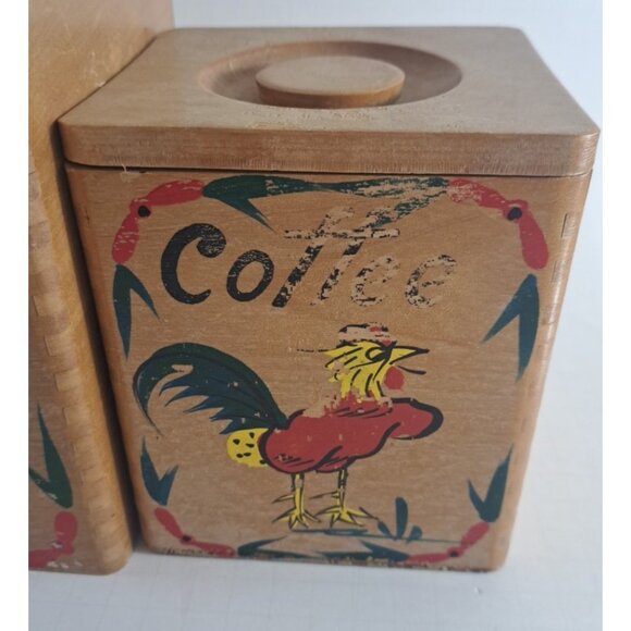 Vintage Fred Roberts Wood Rooster Canister Set Nesting Japan Farmhouse READ - Picture 3 of 9